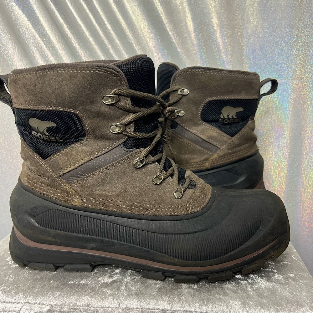 Sorel winter boots brown black waterproof cold weather snow outdoors hiking